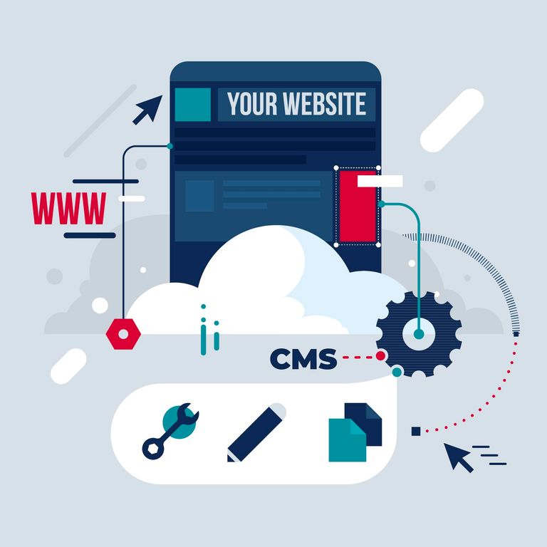 Flat cms concept illustration