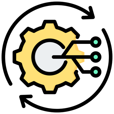 Illustration depicting the process of reviewing and adjusting a post going live, with abstract elements including A gear with network nodes, symbolizing quality control and final adjustments before publication.