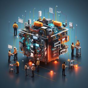 3d cartoon scene depicting a variety of people multitasking
